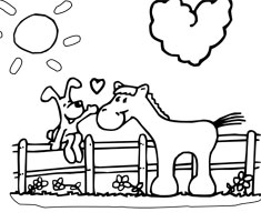 [Translate to portugese:] NUK colouring page horse and dog
