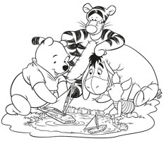 [Translate to portugese:] colouring page motif with Winnie the Pooh