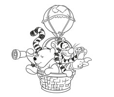 [Translate to portugese:] colouring page with Winnie the Pooh and friends